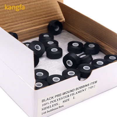 75D/2 100% poliestere bobine pre-rivolte fili di alta tenacità 144pcs/Box L tipo lato bianco