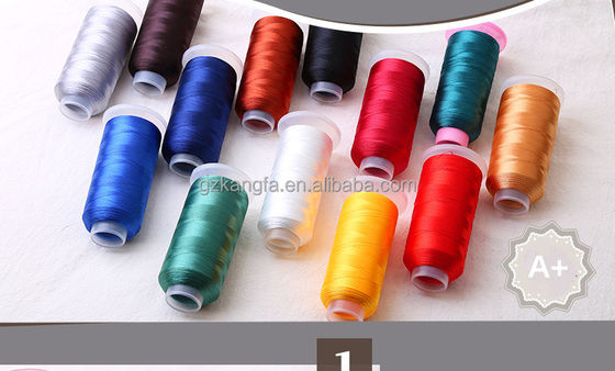 100% di poliestere Kangfa Vendita Colorato Filato di ricamo di seta 120D/2 MERCERIZATO
