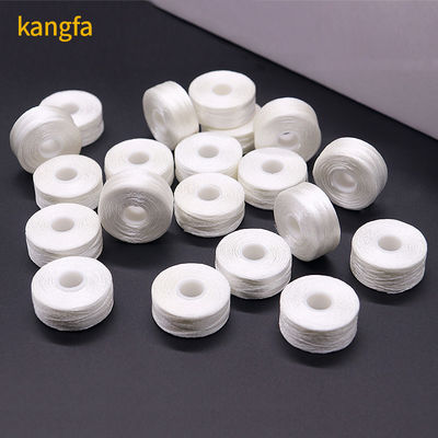 100% poliestere Bianco 75d/2 144pcs/scatola L Dimensione Poliestere Pre-Rola Bobbin Filato Per Ricamo