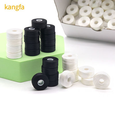 100% poliestere Bianco 75d/2 144pcs/scatola L Dimensione Poliestere Pre-Rola Bobbin Filato Per Ricamo