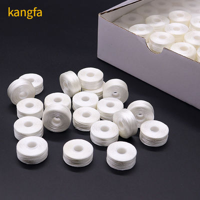 144pcs/Box Bianco/Nero 75D/2 100% poliestere bobine pre-rivolte fili L tipo lato meno