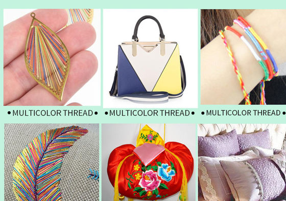 Filati da cucito a colori multipli Filati di poliestere arcobaleno per artigianato 100% poliestere