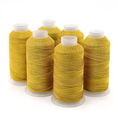 100% di seta ad alta tenacia 3 Ply Gold And Silver Metallic Yarn Thread per la fabbricazione di gioielli fai da te