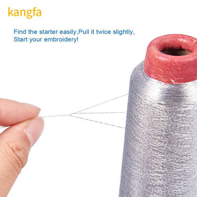 100% filato metallico di poliestere filo di cucitura d'argento per accessori di abbigliamento Invia campione