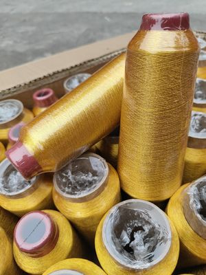 125g Materiale cono 100% poliestere ricamo metallico Filato MS Tipo oro puro 150D 120D per la maglieria