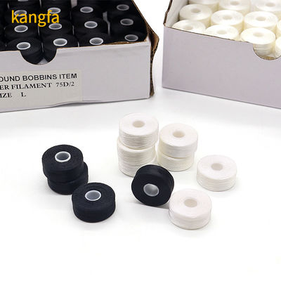 Sostenibile universale 144pcs/box Bianco/Nero 75D/2 100% poliestere Pre-rivolto Bobbin fili