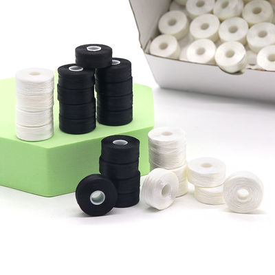 Sostenibile universale 144pcs/box Bianco/Nero 75D/2 100% poliestere Pre-rivolto Bobbin fili