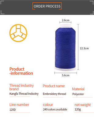 OEM ODM 120/2 4000yard 100% filo ricamato in poliestere resistente alle alte temperature