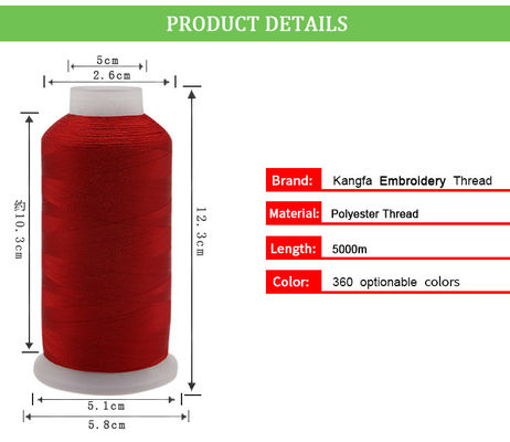 100% poliestere 120d 2 5000Y filo ricamo con ridotto restringimento OEM ODM accettato