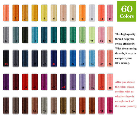 60 colori filo di cucitura in poliestere arcobaleno per fai da te ricamo a macchina Protezione UV
